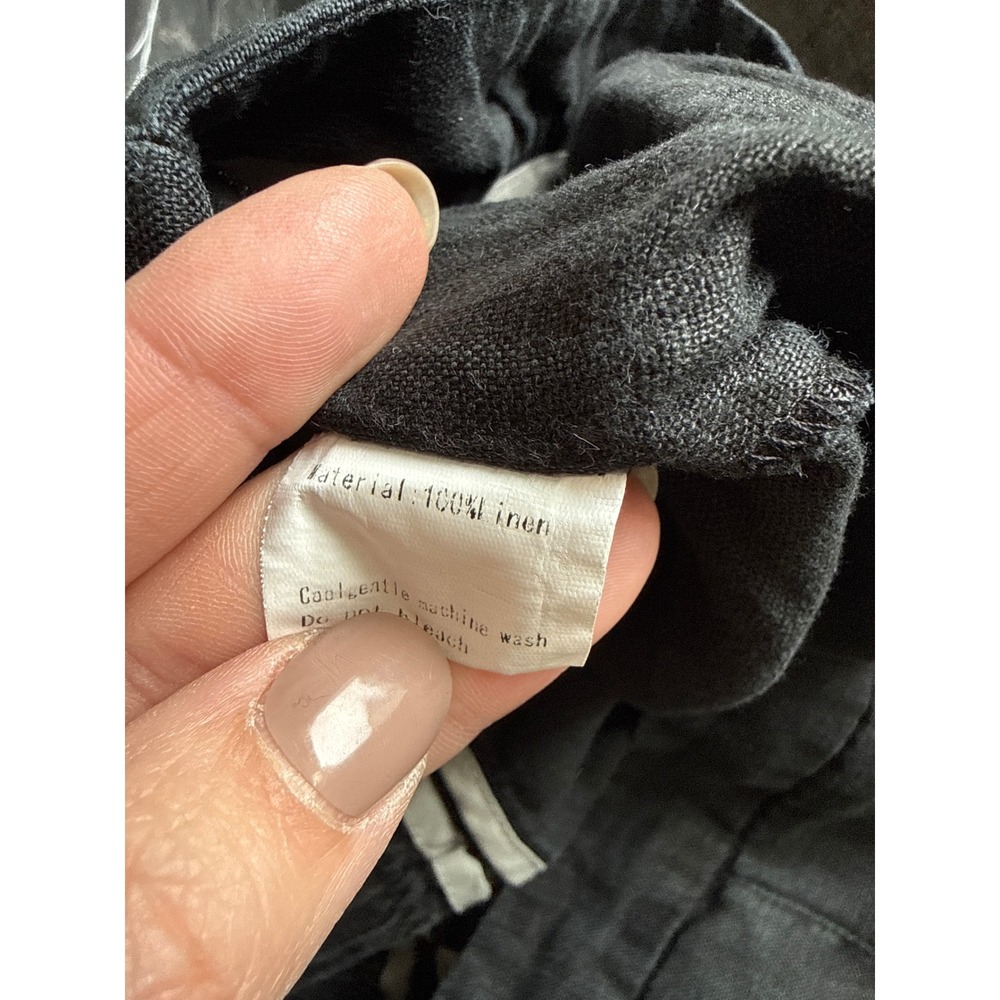 Women's Black Linen Pants Size XL Natural Minimalist Sustainable - Picture 5 of 6